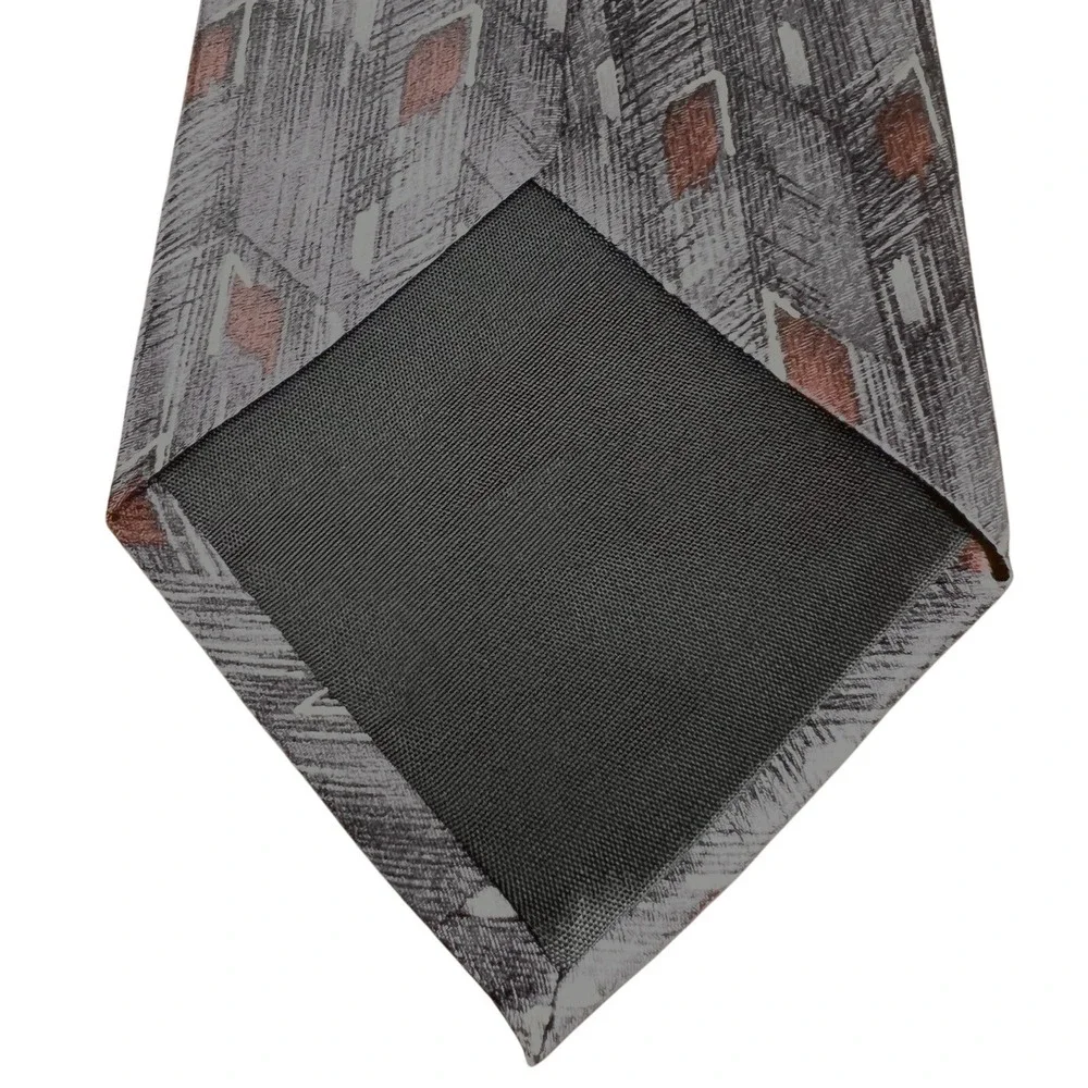 Pierre Cardin Mens Silk Tie Gray Red Abstract Geometric Wide‎ Necktie Designer